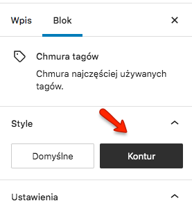 Blok Chmura tagów w WP 6.0 - nowy styl Kontur